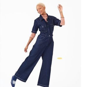 HarperSage Dark Denim Utility Jumpsuit